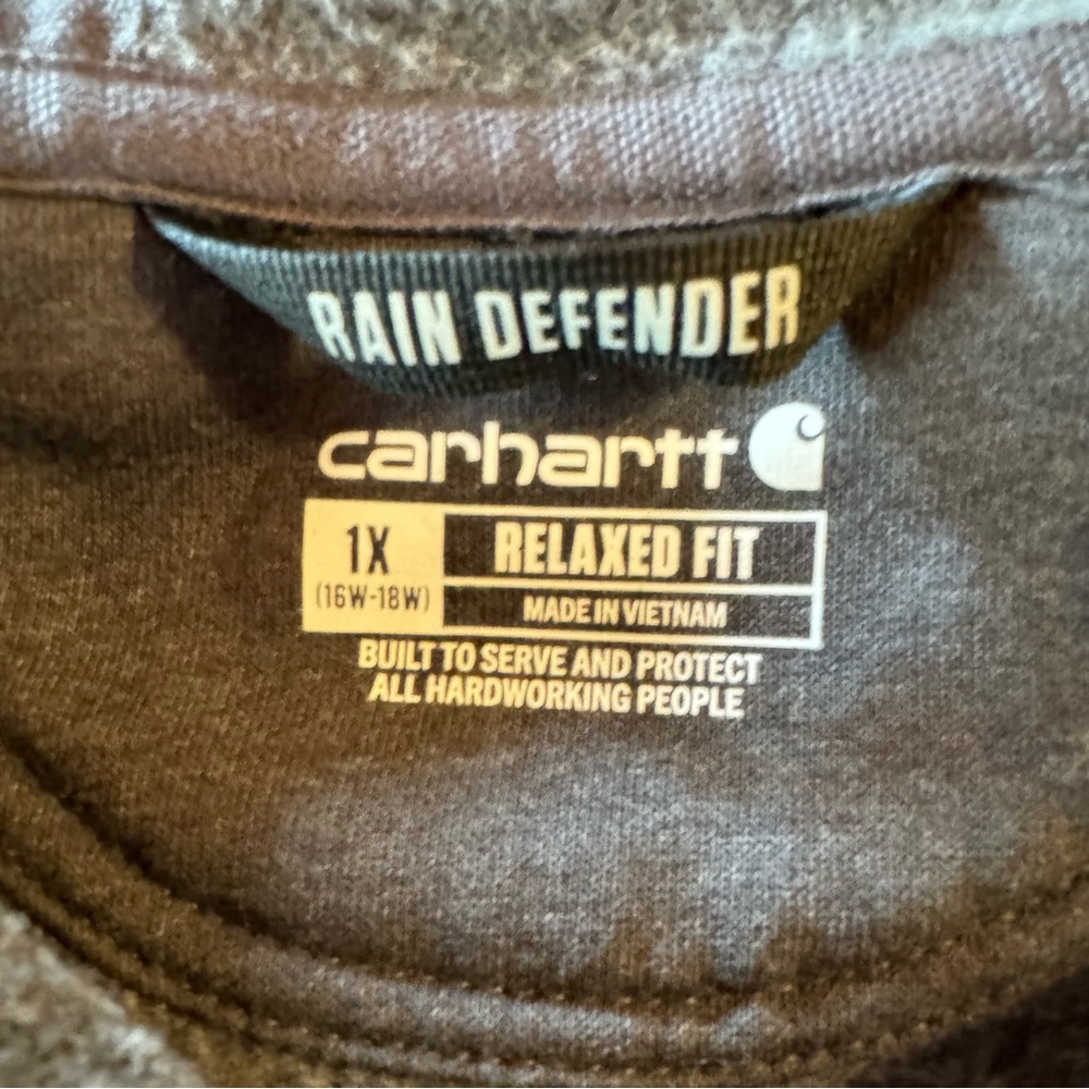 NWOT Carhartt Rain Defender pull-over midweight hoodie.  Dark gray. Size 1x. - Picture 4 of 5